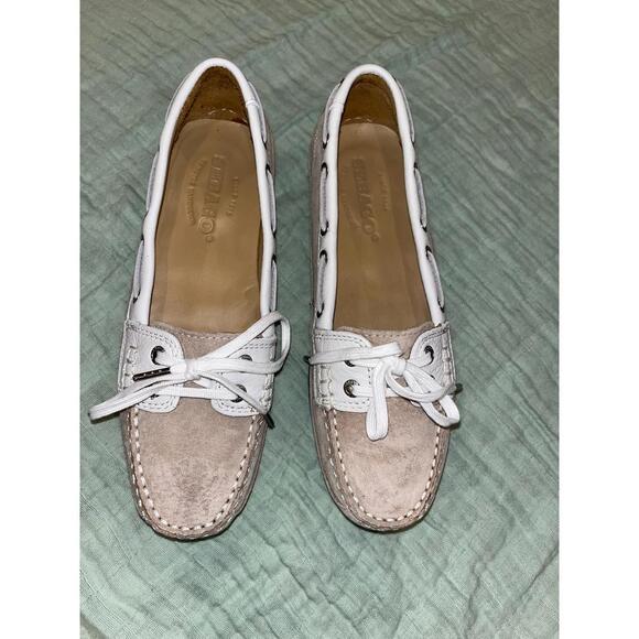 Sebago Women's Loafers with White and Beige Suede Design - Picture 1 of 4